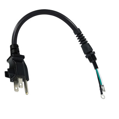 3P offenes Verlängerungskabel, NEMA 5-15P Stecker auf offene Drähte, 14AWG Stromkabel mit Zugentlastungs-Kabelclip, für Innen- und Außenbereich