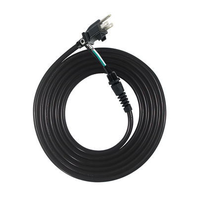 3P offenes Verlängerungskabel, NEMA 5-15P Stecker auf offene Drähte, 14AWG Stromkabel mit Zugentlastungs-Kabelclip, für Innen- und Außenbereich