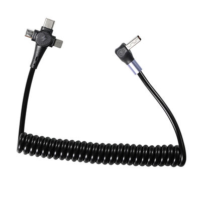 3-in-1 Aufrollbares Schnellladekabel, USB-C auf 8-Pin & Micro-USB, Dreifach-Stecker Aufrollkabel für Telefon 3ft/4ft/6ft