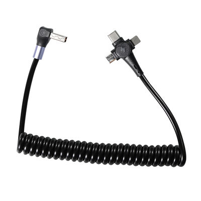 3-in-1 Aufrollbares Schnellladekabel, USB-C auf 8-Pin & Micro-USB, Dreifach-Stecker Aufrollkabel für Telefon 3ft/4ft/6ft