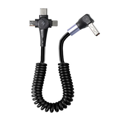 3-in-1 Aufrollbares Schnellladekabel, USB-C auf 8-Pin & Micro-USB, Dreifach-Stecker Aufrollkabel für Telefon 3ft/4ft/6ft