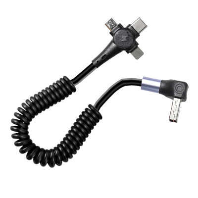 3-in-1 Aufrollbares Schnellladekabel, USB-C auf 8-Pin & Micro-USB, Dreifach-Stecker Aufrollkabel für Telefon 3ft/4ft/6ft
