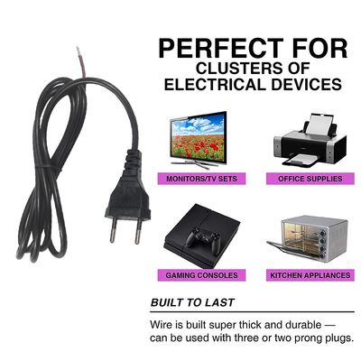 1.8M EU 2Pin Stecker Stromkabel 250V 10A PVC Kabel