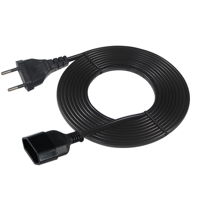 EU 2-poliges Verlängerungskabel 1,2 m Schwarz PVC Netzkabel