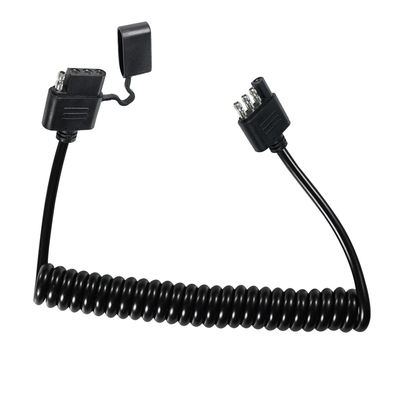 4-poliges Spiralkabel für Anhängerbeleuchtung, wetterfest, 1,2 m, schwarz