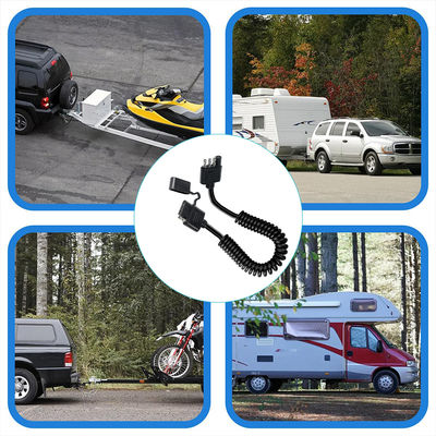 4-poliges Spiralkabel für Anhängerbeleuchtung, wetterfest, 1,2 m, schwarz