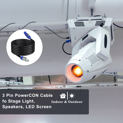 PowerCON Verlängerungskabel - 3-poliges verriegelbares AC-Netzkabel für Bühnenbeleuchtung, Audioausrüstung, Event-Stromverteilung