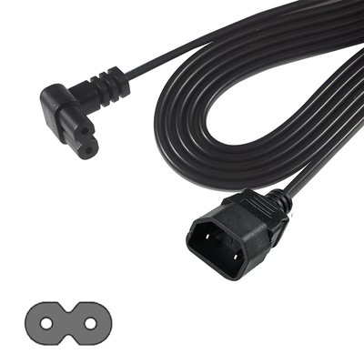 Rechtswinkel C7 bis C18 Stromkabel - IEC AC Adapterkabel für kleine Geräte, Monitore, platzsparende Stromanschlüsse