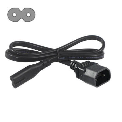Rechtswinkel C7 bis C18 Stromkabel - IEC AC Adapterkabel für kleine Geräte, Monitore, platzsparende Stromanschlüsse