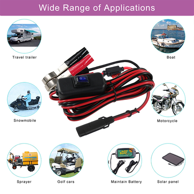 SAE to Alligator Clip Batterykabel mit Inline-Sicherung und Schalter - 12V Stromverlängerungsschleife für Solar, Automobil, DIY