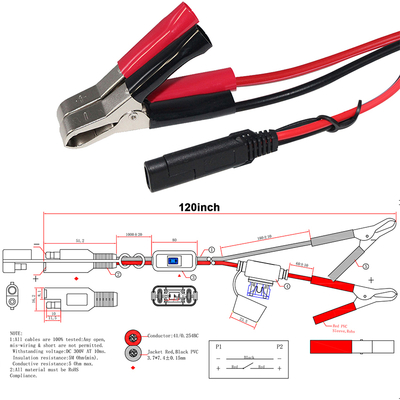 SAE to Alligator Clip Batterykabel mit Inline-Sicherung und Schalter - 12V Stromverlängerungsschleife für Solar, Automobil, DIY