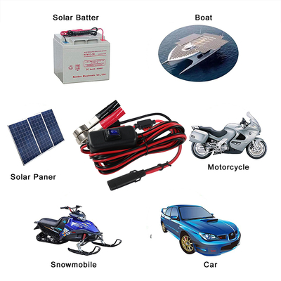 SAE to Alligator Clip Batterykabel mit Inline-Sicherung und Schalter - 12V Stromverlängerungsschleife für Solar, Automobil, DIY