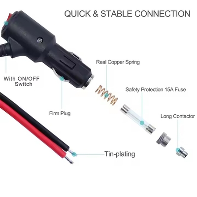12V 24V Zigarettenanzünder-auf-verzinntes-Kabel Stromkabel