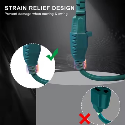 Grüner Rechtswinkel NEMA 5-15P bis 5-15R Verlängerungskabel - 90° Low-Profile Stecker mit Staubkappe (14AWG, 6ft)