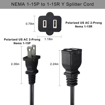 1-zu-4 NEMA 1-15P Flat Plug Power Splitter - platzsparende 125V 15A Multi-Outlet Erweiterung für Zuhause / Büro
