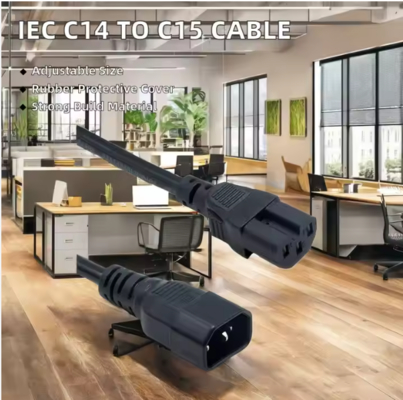 IEC C14 auf C15 Netzkabel, Stecker auf Buchse Hochtemperaturkabel 250V 10A für Server, Netzwerk, PDU, Wasserkocher