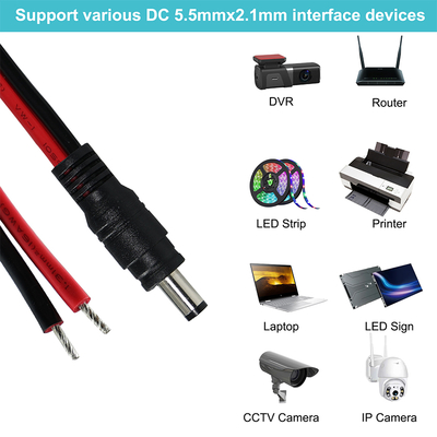 DC-Stecker auf abisoliertes Kabel, 5,5 x 2,1 mm oder 5,5 x 2,5 mm, 12 V DC-Netzadapterkabel für CCTV, LED, DIY