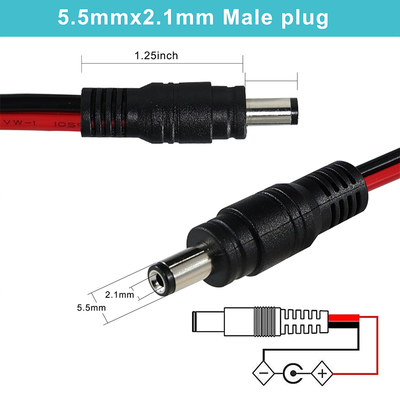 DC-Stecker auf abisoliertes Kabel, 5,5 x 2,1 mm oder 5,5 x 2,5 mm, 12 V DC-Netzadapterkabel für CCTV, LED, DIY
