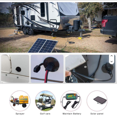 SAE-Buchsen-Seitenwandanschluss mit Staubschutzkappe und Befestigungsschrauben, Paneelanschluss für Solar, Motorrad, Batterieladung
