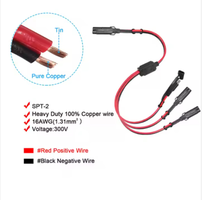 SAE 1-zu-3-Wege-Stromverteilerkabel, SAE-Y-Adapter für Solarpanel, Batterieladegerät, 12V DC Stromverteilung