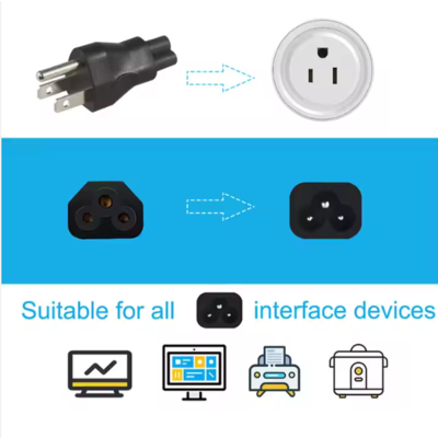 NEMA 5-15P bis IEC C5 Stromadapterkabel für Laptops