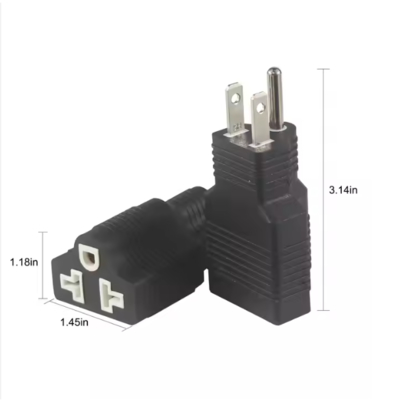 NEMA 5-15P auf 5-15R Winkelstecker-Adapter 15A 125V