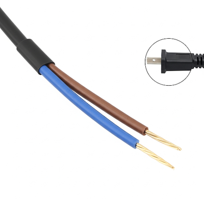 NEMA 1-15P 2-Spitzen-Leistungskabel mit ausgegliederten Enden 18AWG