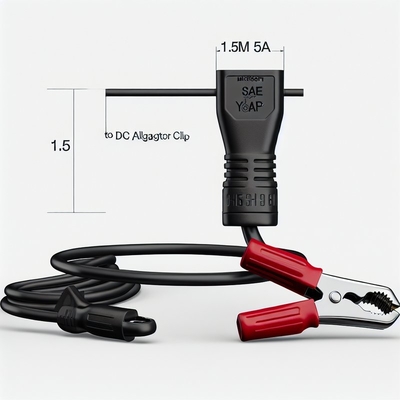 1,5m 5A abgesicherte Krokodilklemmen auf DC SAE Batteriekabel