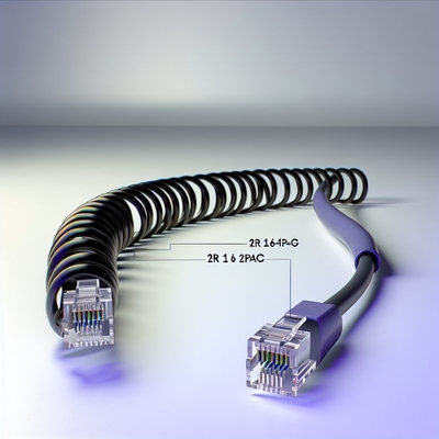 RJ11 6P4C Spiralkabel für Telefon 3,66 m (12 Fuß) Stecker auf Stecker 24AWG
