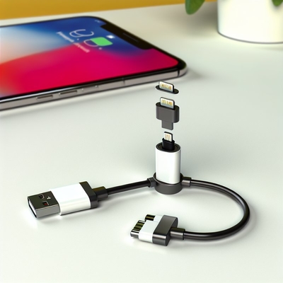 3-in-1 Magnetisches USB-Kabel Nylongeflecht Micro Typ C 8 Pin