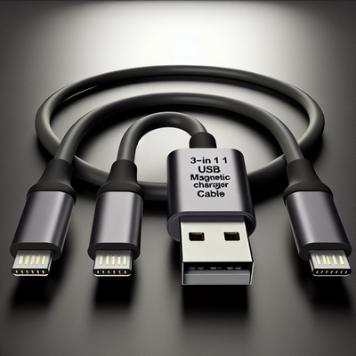 3-in-1 Magnetisches USB-Kabel Nylongeflecht Micro Typ C 8 Pin