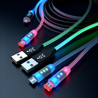 Sprachgesteuertes LED USB Typ-C Ladekabel mit farbenfrohem Licht
