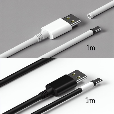 USB A bis Typ C Schnellladekabel 1m Schwarz Weiß
