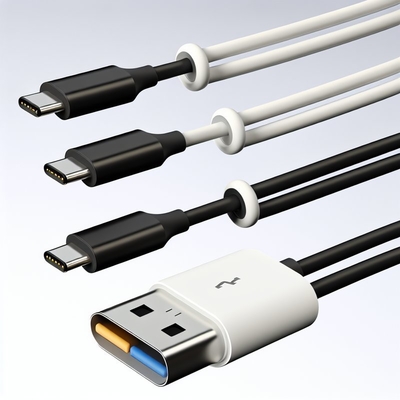 USB A bis Typ C Schnellladekabel 1m Schwarz Weiß