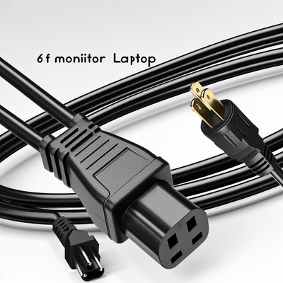 NEMA5-15P bis C13 AC Stromkabel 1,8 m Schwarz Weiß 7A-15A