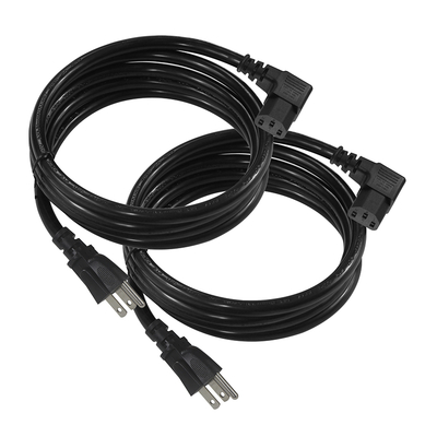 16AWG SJT Black NEMA 5-15P to Right Angle C13 Power Cord