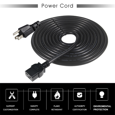 14AWG NEMA 5-15P to IEC C19 Power Cord for Servers and PDUs