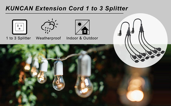 NEMA 5-15P zu 3-Wege 5-15R Leistungssplitter SJTW 16AWG