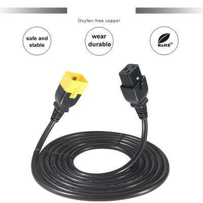 IEC C20 bis C19 Stromkabel 14 AWG 250V 16A Schwarzes PVC