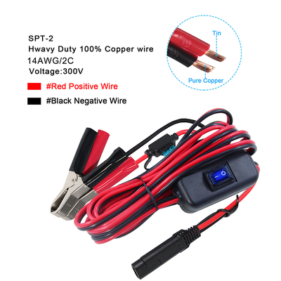 SAE zu Alligator Clip Kabel mit Sicherung und Schalter 12V 24V Gleichstrom