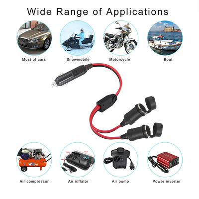 12V Zigarettenschalter für Autos mit Dual Socket Splitter Verlängerungskabel Adapter für DC-Stromversorgung GPS Dash-Kamera Tablet