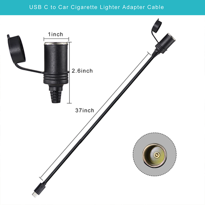 12V Zigarettenanzünder-Buchse auf USB-C-Netzadapter-Konverter DC-Ausgangsstecker mit Typ-C-Anschluss für Telefon, Tablet, GPS, Dashcam