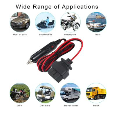 12V Auto-Zigarettenanzünder-Stecker auf OBD2-Anschluss Diagnose-Stromkabel mit Sicherung für Automotive Scanner Code-Lesegerät ECU