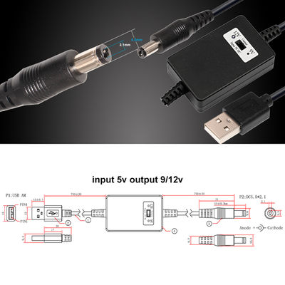 USB zu 9V 12V Gleichspannungstromwandler Kabel Steigerung Adapterkabel mit 5.5x2.1mm Anschluss für Router Kamera Lautsprecher Modem LED