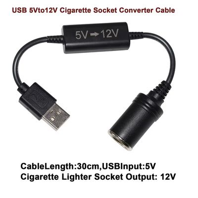 5V-auf-12V-USB-Adapter-Aufwärtswandlerkabel mit Zigarettenanzünder-Buchse, Booster-Kabel für Auto-DVR, GPS, Kamera, Router, Lüfter, LED