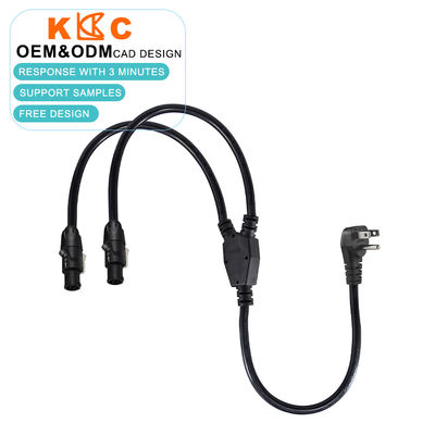 US-Stecker auf Dual PowerCON Splitterkabel 2-Port AC-Verlängerungskabel für Audio, Beleuchtung, Bühne und professionelle Ausrüstung
