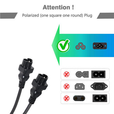 18 AWG IEC 60320 C5 auf C6 Stromadapterkabel mit 10A / 125V Nennleistung für Laptop-Netzteile