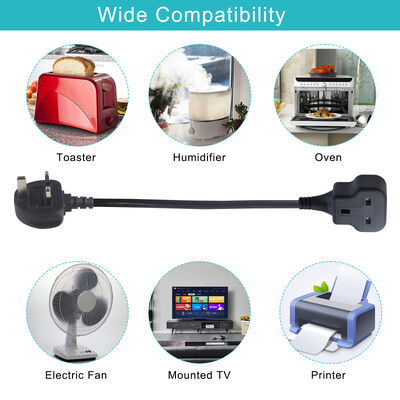 UK Power Cable 13A 250V BS Certified Extension Cord with Male to Female Socket