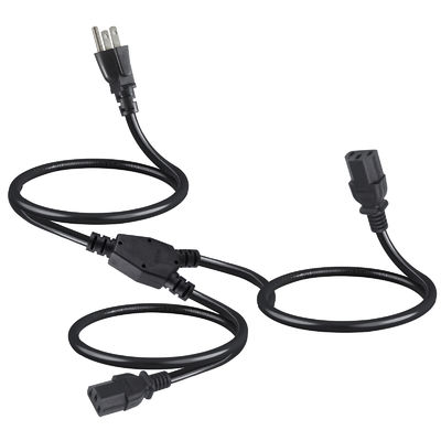 2 Steckdosen Y Splitter Computer Stromkabel mit Standard Nema 515P AC Stecker und C13 Einlass