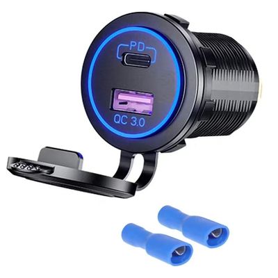 45W Dual USB Motorrad-Ladegerät Adapter 12-24V Eingang
